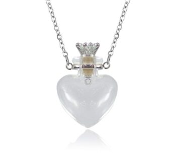 1PC Clear Heart Vial Perfume Bottle Necklaces Stainless Steel Chain Make a Wish blood vial