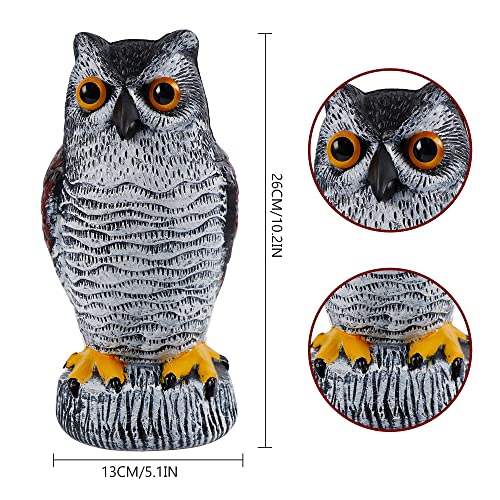 Hausse 2 Pack Fake Owl Decoy Bird Scarecrow Sculpture, Plastic Horned Owl Bird Deterrents - Image 4