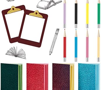 4 Pieces Miniature Book with 8 Pieces Miniature Pencil and 2 Pieces Miniature Clipboard Do