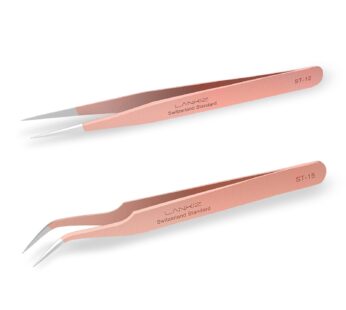 LANKIZ Eyelash Extension Tweezers Stainless Steel Straight and Curved Volume Lash Tweezers