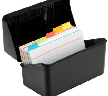 H4D 3×5 Index Card Holder with 100 Heavyweight Ruled Index Cards and Plastic Dividers, Bla