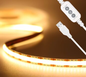 PAUTIX COB LED Strip Light 5V USB 6.56ft/2m 640LEDs 1200lm Dimmable LED Strip Light 3000K
