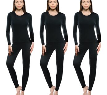 Patelai 3 Sets Thermal Underwear for Women with Fleece Lined Long Underwear Women Base Lay