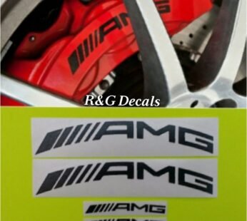 R&G AMG Curve High Temp Brake Caliper Decal Sticker Set of 4 Decals (Black)