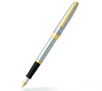 Sheaffer Sagaris Medium Nib Fountain Pen, Brushed Chrome, Gold Tone Trim (E0947353)