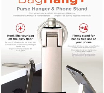 KeySmart BagHang Plus – 2-in-1 Purse Hook for Table & Phone Stand – Bag Holder and Hanger