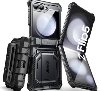 i-Blason for Samsung Galaxy Z Flip 5 Case with Stand, [Built-in Screen Protector] [Hinge P