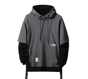 GURUNVANI Contrast Color Pullover Hoodie Mens Patchwork Hoodies Men