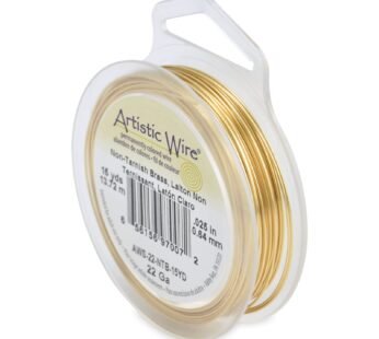 Artistic Wire 22 Gauge Tarnish Resistant Brass Craft Jewelry Wrapping Wire, Gold Color, 15