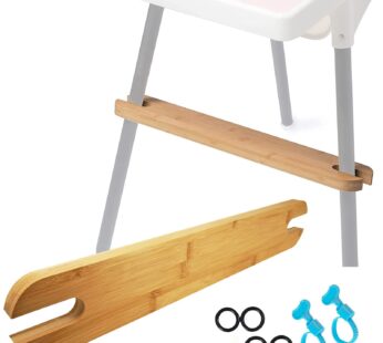 High Chair Footrest, Natural Bamboo Wooden Footrest Compatible with IKEA Antilop High Chai