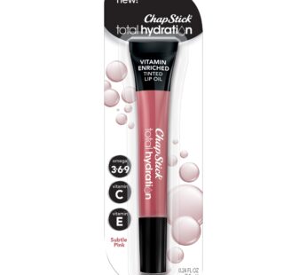 ChapStick Total Hydration Vitamin Enriched Subtle Pink Tinted Lip Oil Tube, Lip Care – 0.2