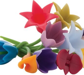 Trudeau Duo Tone Floral Wine Charms, Multicolor, Set of 12