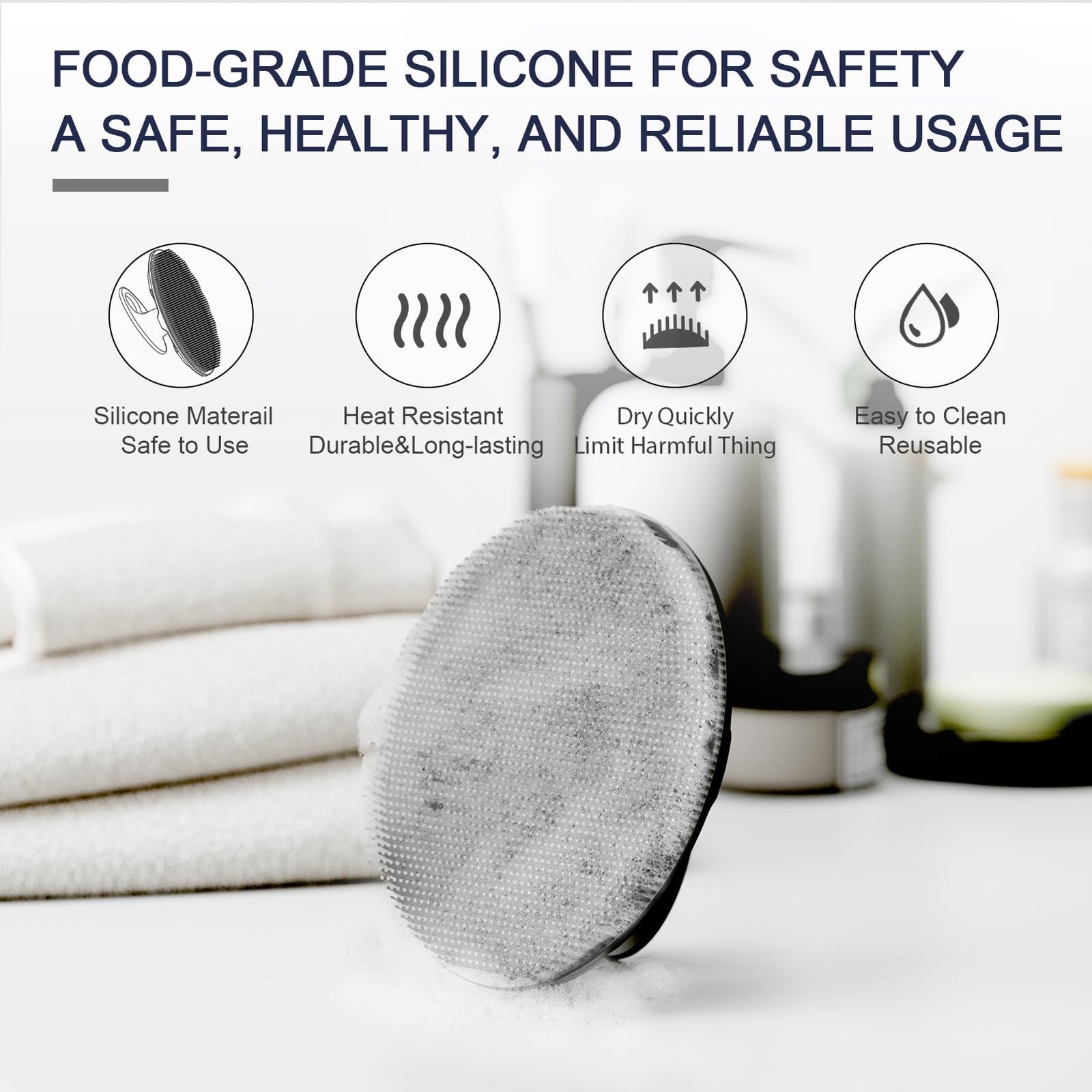 BEAUTAIL Silicone Body Scrubber Shower Bath Wash Brush Gentle Exfoliating Scrub Cleansing - Image 3