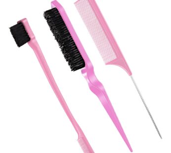 Geiserailie 3 Pcs Slick Back Hair Brush Set Bristle Hair Brush Edge Control Brush Teasing
