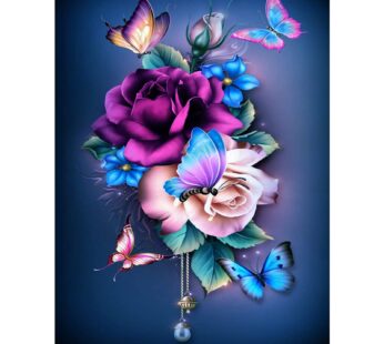 Diamond Painting Diamond Painting Kits for Adults,DIY 5D Round Full Drill Butterfly Flower