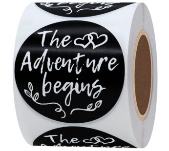 Hybsk The Adventure Begins Stickers -2 inch Round Stickers, for Craft Projects, Weddings a