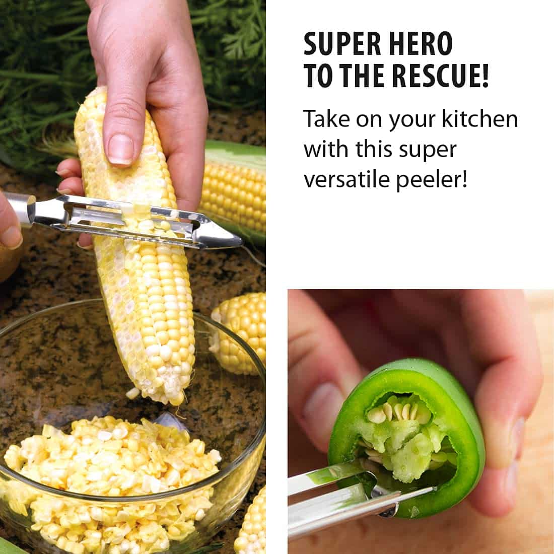 Rada Cutlery Deluxe Vegetable Peeler Blade Stainless Steel Resin Made in the USA, 8-3/8 In - Image 2