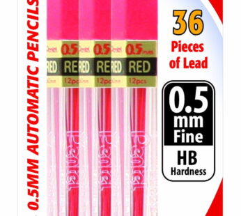 Pentel Refill Lead, 0.5mm, Fine, Red, 12 Pieces Per Tube, 3 Pack (PPR5BP3-K6)