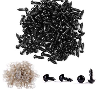 Vanblue Safety Eyes 130PCS 6mm Plastic Black Craft Eyes Teddy Bear Eyes with Washers for A