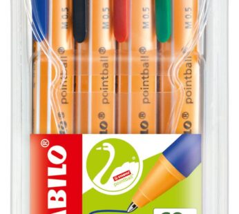 Ballpoint – STABILO pointball – Wallet of 4 – Assorted colors,red, blue, black, green