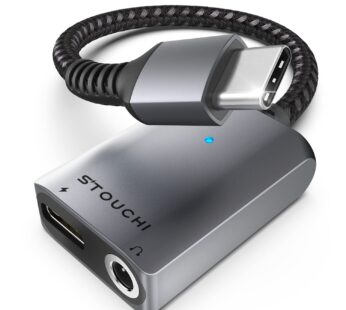 Stouchi USB C to 3.5mm Headphone and Charger Adapter, 2 in 1 USB C to Aux Audio Jack with