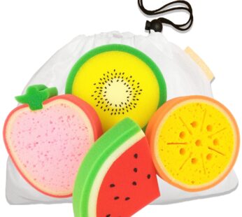 Bath Sponges for Kids – Set of 4 Extra Large Fun Kid Bath Toys Sponges, Bath Scrubbie, Bat