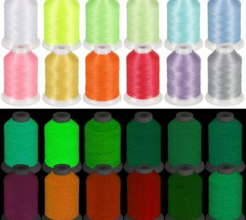 12 Colors Glow in The Dark Embroidery Thread Colorful Polyester Embroidery Machine Thread