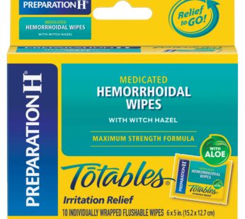 Preparation H Totables Hemorrhoid Flushable Wipes with Witch Hazel for Skin Irritation Rel
