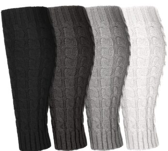 4 Pairs Leg Warmers for Women Girls Winter Long Leg Warmers Cable Knitted Crochet Boot Soc