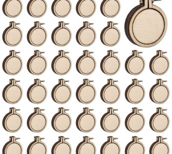 Framendino, 40 Pack Mini Embroidery Hoops Small Ring Tiny Round Wood Hoops Round Cross Sti