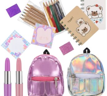 Zhanmai Mini Doll Backpack with 10 Stationery Surprises Inside, Pink, Unisex