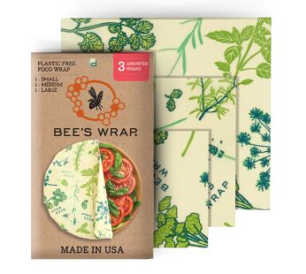 Bee’s Wrap Reusable Vegan Alternative to Beeswax Food Wraps, Made in the USA, Eco Friendly
