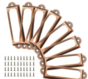 Piutouyar 40Pcs Antique Label Holder 60mm x 17mm Metal Name Card Frame for Library Drawer