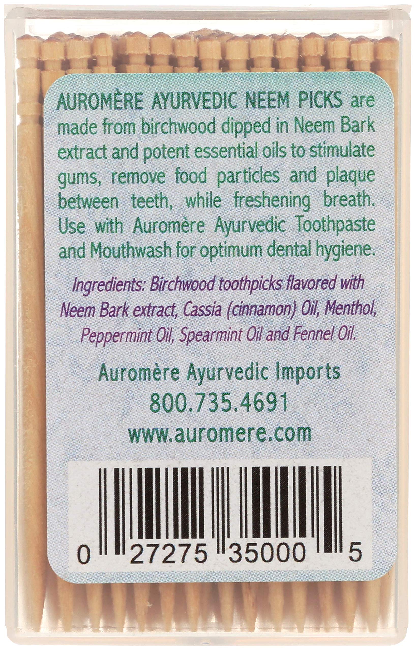 Auromere Ayurvedic Neem Toothpicks - Vegan, Natural, Non GMO, Made from Birchwood (100 Cou - Image 2
