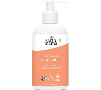 Earth Mama Sweet Orange Baby Lotion | Moisturizing Body Lotion for Dry Skin, Newborn Baby Lotion Sensitive Skin Care, Face Lotion for Babies & Kids with Shea Butter, Calendula & Aloe, 8 Fl Oz
