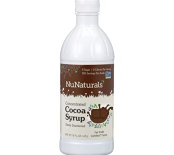 NuNaturals Stevia Syrup, Sugar-Free Sweetener, Plant-Based Sugar Substitute, Zero Calorie, Sugar-Free Syrup, Chocolate, 16 oz