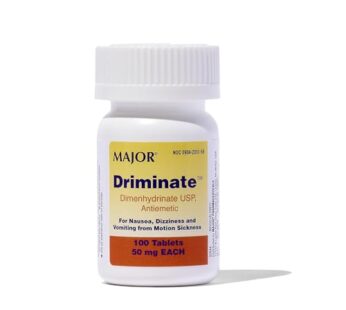 MAJOR Driminate – Dimenhydrinate 50mg Motion Sickness Tablets – Anti-Nausea Medicine – 100 Tablets