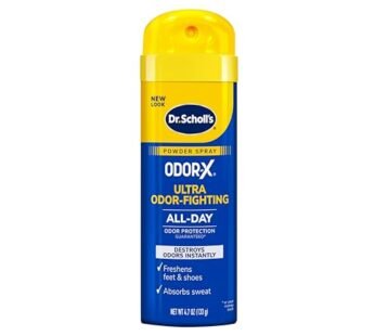 Dr. Scholl’s ODOR-X ULTRA ODOR-FIGHTING POWDER SPRAY, 4.7 oz // Destroys Odors Instantly – All-Day Odor Protection – Freshens Feet & Shoes