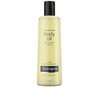 Neutrogena Body Oil Light Sesame Formula, Dry Skin Moisturizer and Hydrating Body Massage Oil for Radiant and Healthy Looking Glow, Nourishing Bath Oil for Sheer Moisture, 16 FL OZ