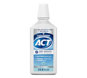 ACT Dry Mouth Anticavity Zero Alcohol Fluoride Mouthwash, Soothing Mint, 33.8 fl. oz.