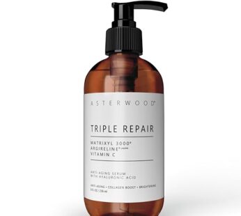 Asterwood Triple Repair Matrixyl 3000 + Argireline + Vitamin C Face Serum – Formulated with Hyaluronic Acid – Anti-Aging and Anti-Wrinkle – Peptides Serum For Face, 237ml/8 oz