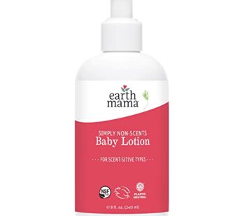 Earth Mama Simply Non-Scents Baby Lotion for Dry Skin, Calendula Cream for Newborn Skin Care, Organic Moisturizer for Children with Aloe Juice, Rooibos, & Shea Butter, Fragrance Free, 8-Fluid Ounce