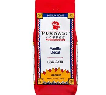 Puroast Low Acid Ground Coffee, Premium, Decaf Vanilla, 2.2 lb