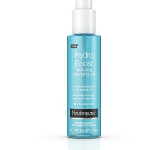 Neutrogena Hydro Boost Lightweight Hydrating Facial Cleansing Gel, Gentle Face Wash & Makeup Remover with Hyaluronic Acid, Hypoallergenic & Non Comedogenic, 6 oz