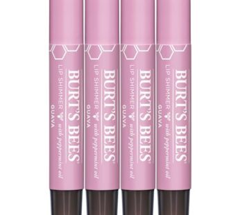 Burt’s Bees Shimmer Lip Tint Easter Basket Stuffers, Tinted Lip Balm Stick, Moisturizing for All Day Hydration with Natural Origin Glowy Pigmented Finish & Buildable Color, Guava (4-Pack)