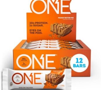 ONE Protein Bars, Peanut Butter Pie, Gluten Free Protein Bars with 20g Protein and 1g Sugar, Pantry Staples, 2.12 oz (12 Count)