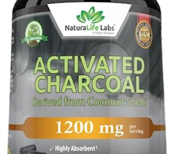 Activated Charcoal Capsules – 1,200 mg Highly Absorbent Helps Alleviate Gas & Bloating Promotes Natural detoxification Derived from Coconut Shells – per Serving – 100 Vegan Capsules