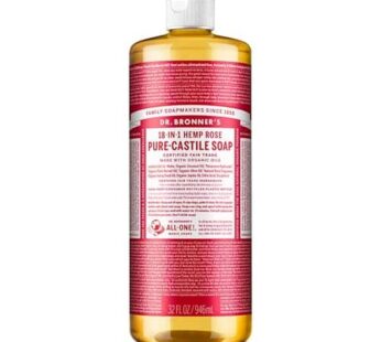 Dr. Bronner’s – Pure-Castile Liquid Soap (Rose, 32 ounce) – Made with Organic Oils, 18-in-1 Uses: Face, Body, Hair, Laundry, Pets and Dishes, Concentrated, Vegan, Non-GMO