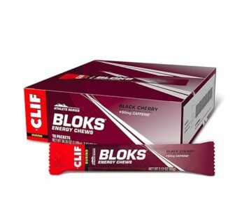 CLIF BLOKS – Black Cherry Flavor with Caffeine – Energy Chews – Non-GMO – Plant Based – Fast Fuel for Cycling and Running – Quick Carbohydrates and Electrolytes – 2.12 oz. (18 Count)