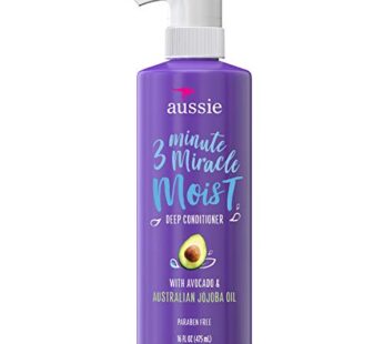Aussie 3 Minute Miracle Moist Detangling Deep Conditioner Treatment with Avocado Oil, 16 fl oz, Paraben and Sulfate Free